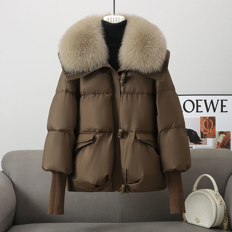Down Cotton-padded Jacket Women's Short Fur Collar Thickened Coat Winter Clothing Shopera