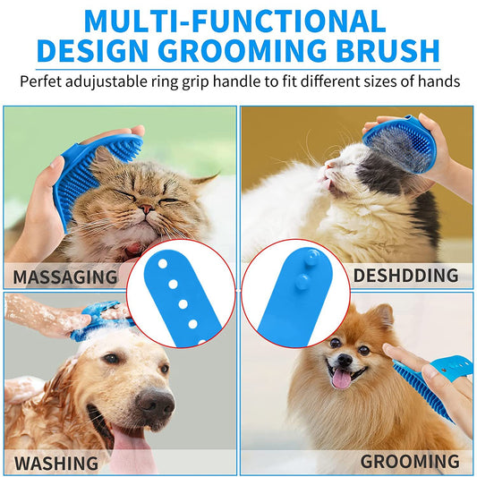 3-Piece Dog Bath Brush Set – Adjustable Shampoo Scrubber & Massage Combs