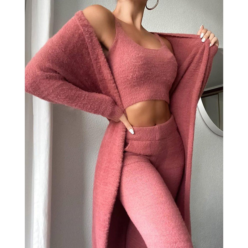 Cozy Pajama Set, 3 Piece Lounge Set, Cute Loungewear, Warm Suit Sets, Matching Set, Lounge Set, 3 Piece Pant Sets, Women Winter Dress Shopera