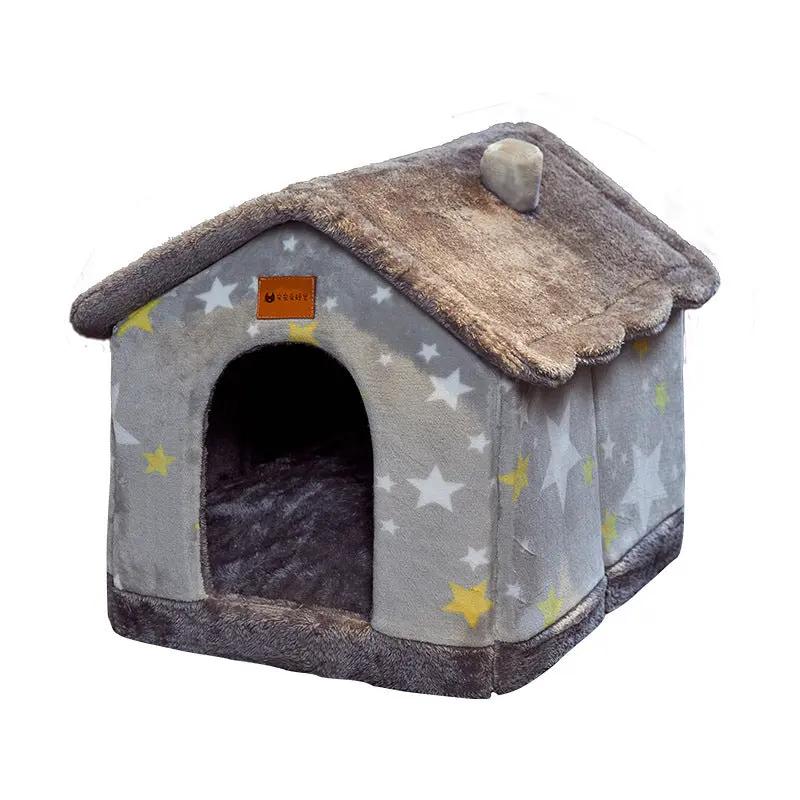 Foldable Dog House Pet Cat Bed Winter Dog Villa Sleep Kennel Removable Nest Warm Enclosed Cave Sofa Pets Supplies null