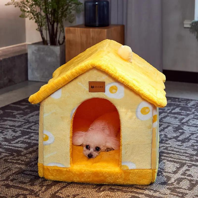 Foldable Dog House Pet Cat Bed Winter Dog Villa Sleep Kennel Removable Nest Warm Enclosed Cave Sofa Pets Supplies null