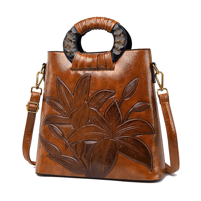 Ethnic Style Big Flower Lady Bag Fashion One-shoulder Portable Diagonal Large-capacity Female Bag Shopera