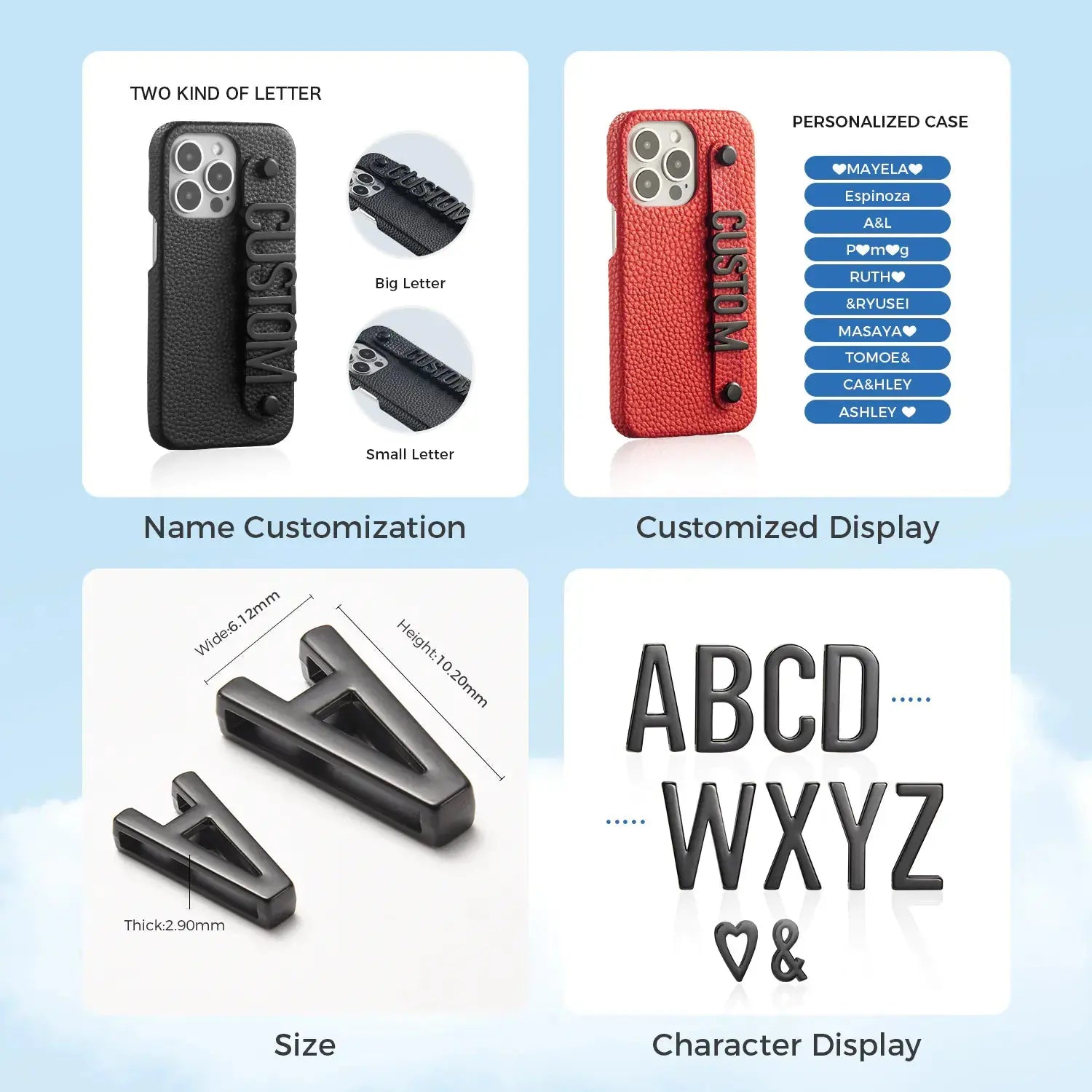 Personalized PU Letter Phone Case for iPhone 14/13/12/11 Shopera