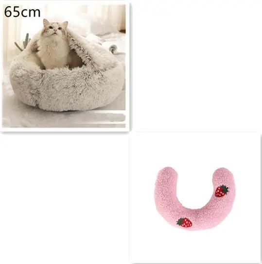2 In 1 Dog And Cat Bed Pet Winter Bed Round Plush Warm Bed House Soft Long Plush Pets Bed Pet Products null