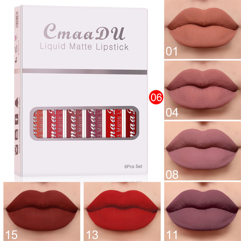 6 Boxes Of Matte Non-stick Cup Waterproof Lipstick Long Lasting Lip Gloss Shopera