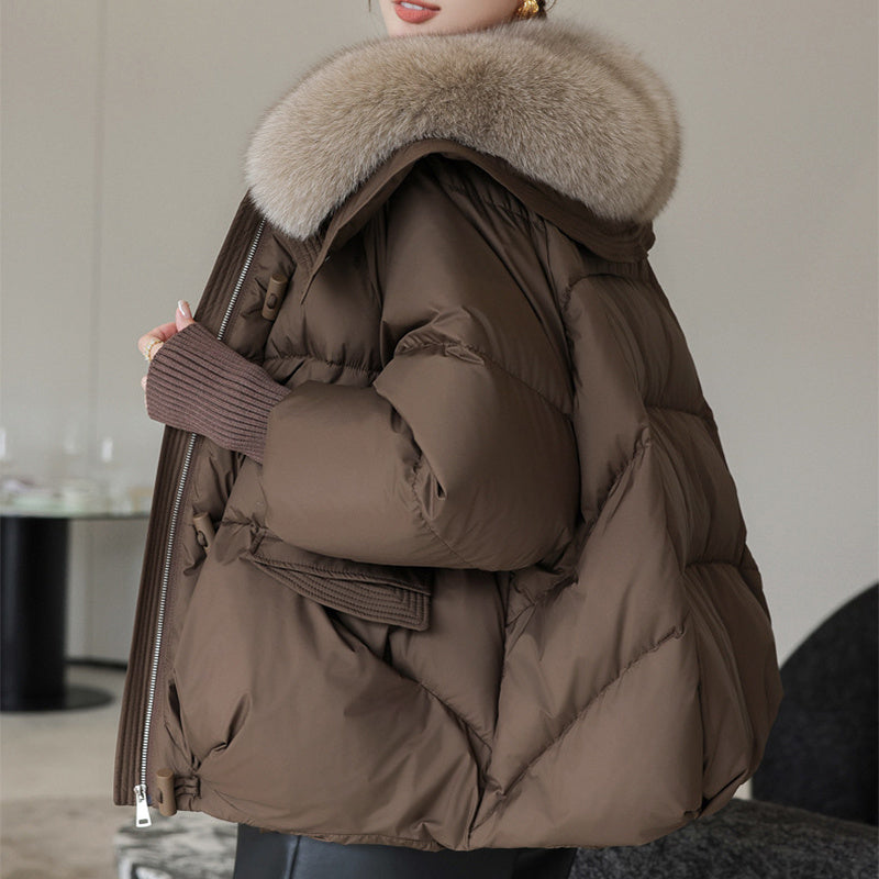 Down Cotton-padded Jacket Women's Short Fur Collar Thickened Coat Winter Clothing Shopera