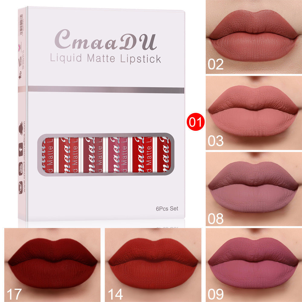 6 Boxes Of Matte Non-stick Cup Waterproof Lipstick Long Lasting Lip Gloss Shopera