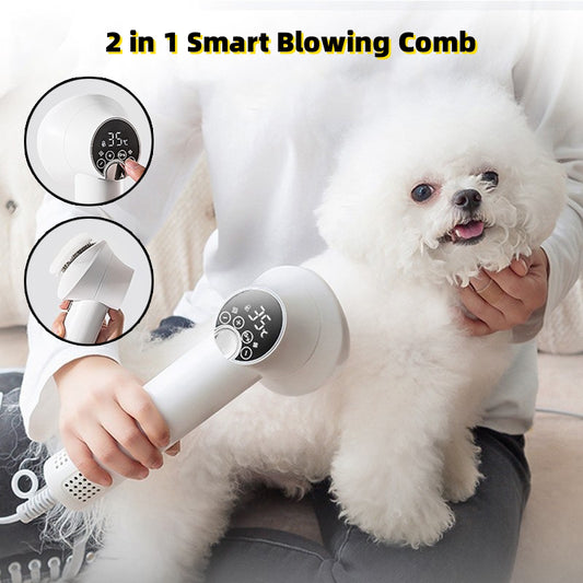 2-in-1 Pet Hair Dryer & Comb – Quiet Grooming Blower for Dogs & Cats