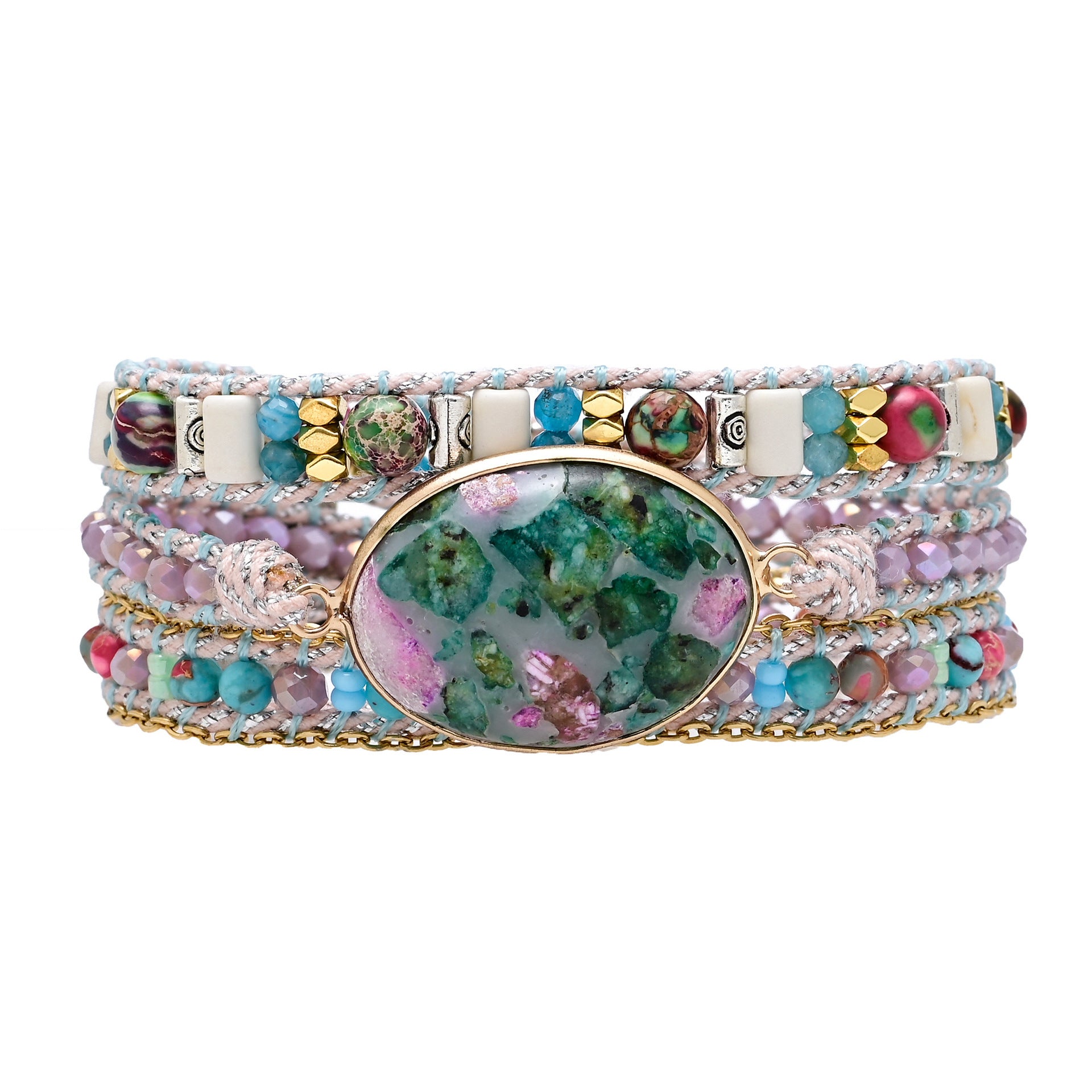 Women's Minimalist Color Blocked Stone Bead Bracelet