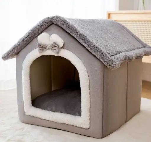 Foldable Dog House Pet Cat Bed Winter Dog Villa Sleep Kennel Removable Nest Warm Enclosed Cave Sofa Pets Supplies null