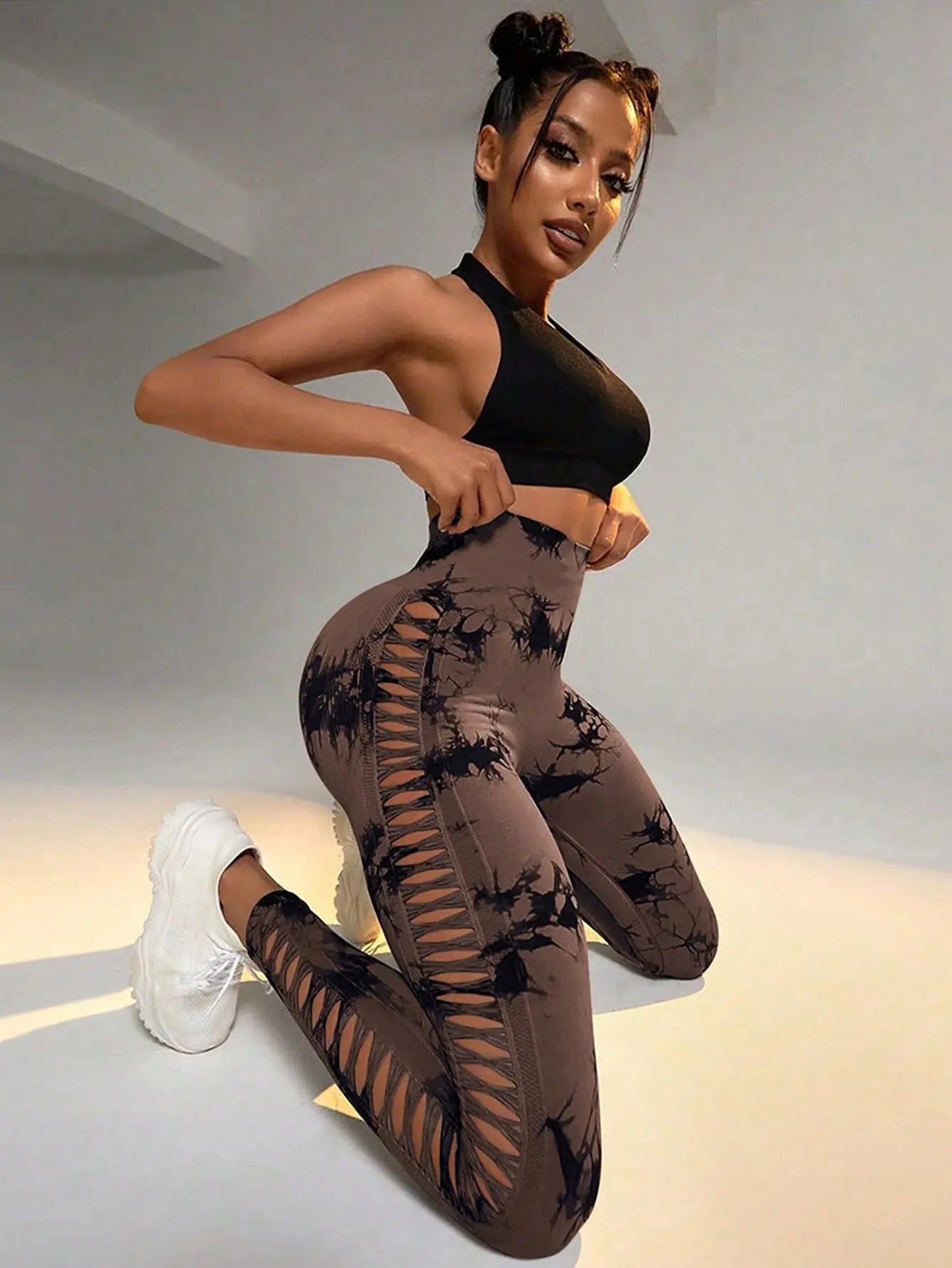 3 Pack Women's Tie-Dye Cutout Yoga Pants High-Waisted Leggings Women's Tie-Dye Leggings,, Leggings Women High Waisted Seamless Workout Leggings Gym Booty Tights Tummy Control Yoga Pants null