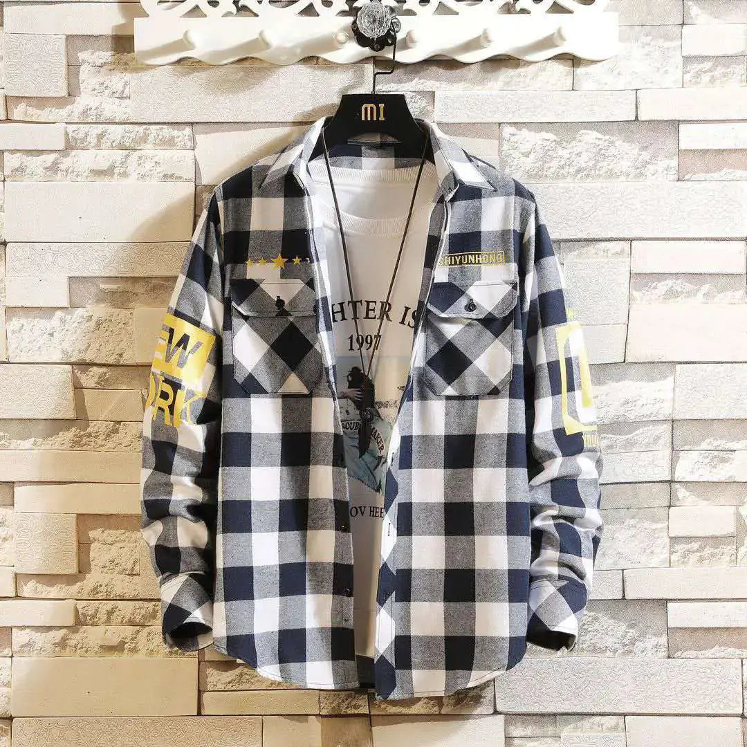 Slim Fit Casual Plaid Shirt for Men Shopera