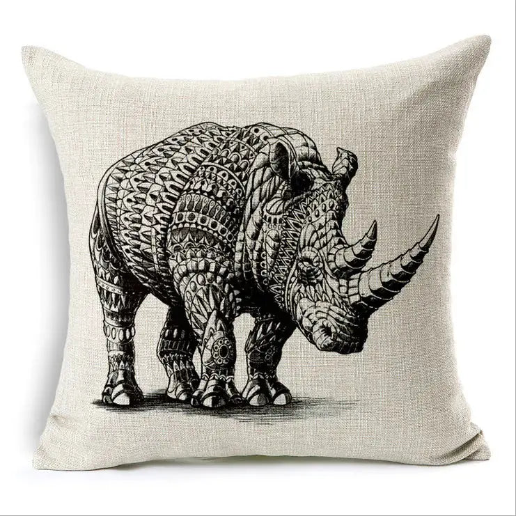 Simple Elephant Cotton Linen Pillowcase Cushion Cover Shopera