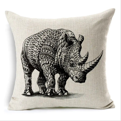 Simple Elephant Cotton Linen Pillowcase Cushion Cover