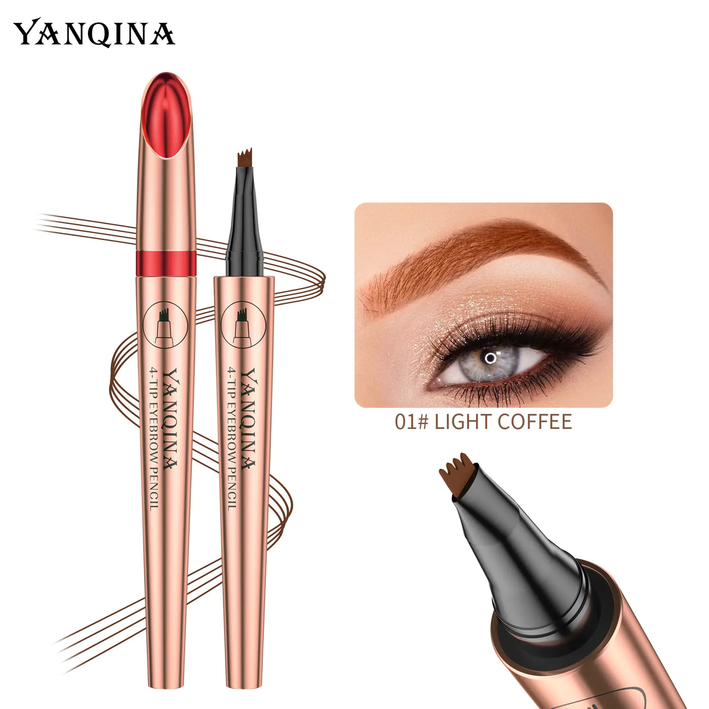 2023 Waterproof Four-Head Liquid Eyebrow Pencil