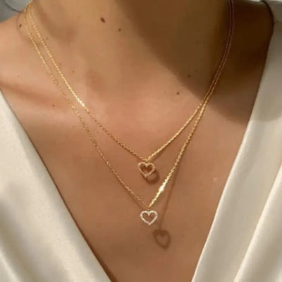 Gold Diamond Love Double-Layer Necklace for Women