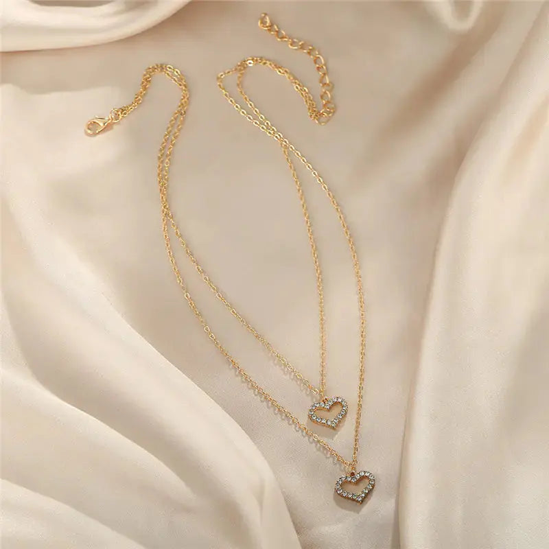 Gold Diamond Love Double-Layer Necklace for Women Shopera