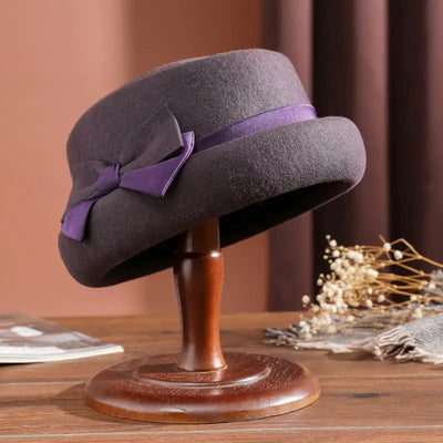 Warm Woolen Felt Cloth Top Hat for Women