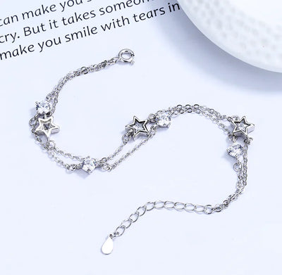 Double Layer Star Bracelet in S925 Sterling Silver
