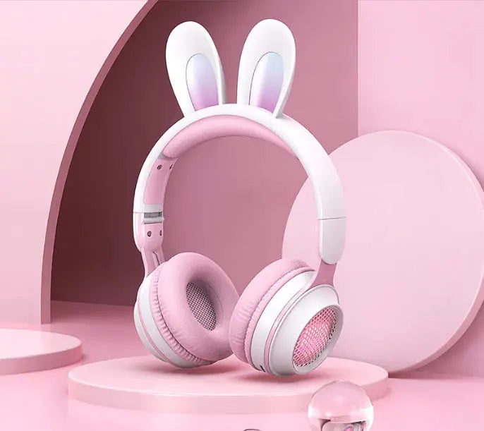 Cute Rabbit Wireless Headphones with RGB LED for Kids Shopera